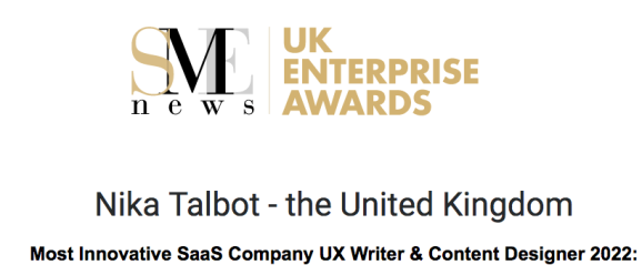 Nika Talbot: Winner UK Enterprise Awardss 2022
